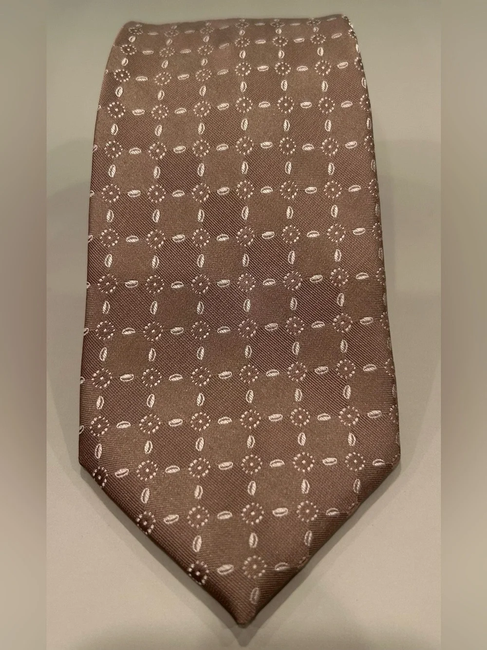 Michael Kors Taupe Silk Tie with Subtle Geometric Motif